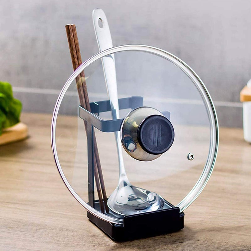 vocheer Pot Lid Holder, Kitchen Organizer Rack Spoon Rest Rack Holder-Lid Stand for Utensils in Kitchen, Black - Image 1